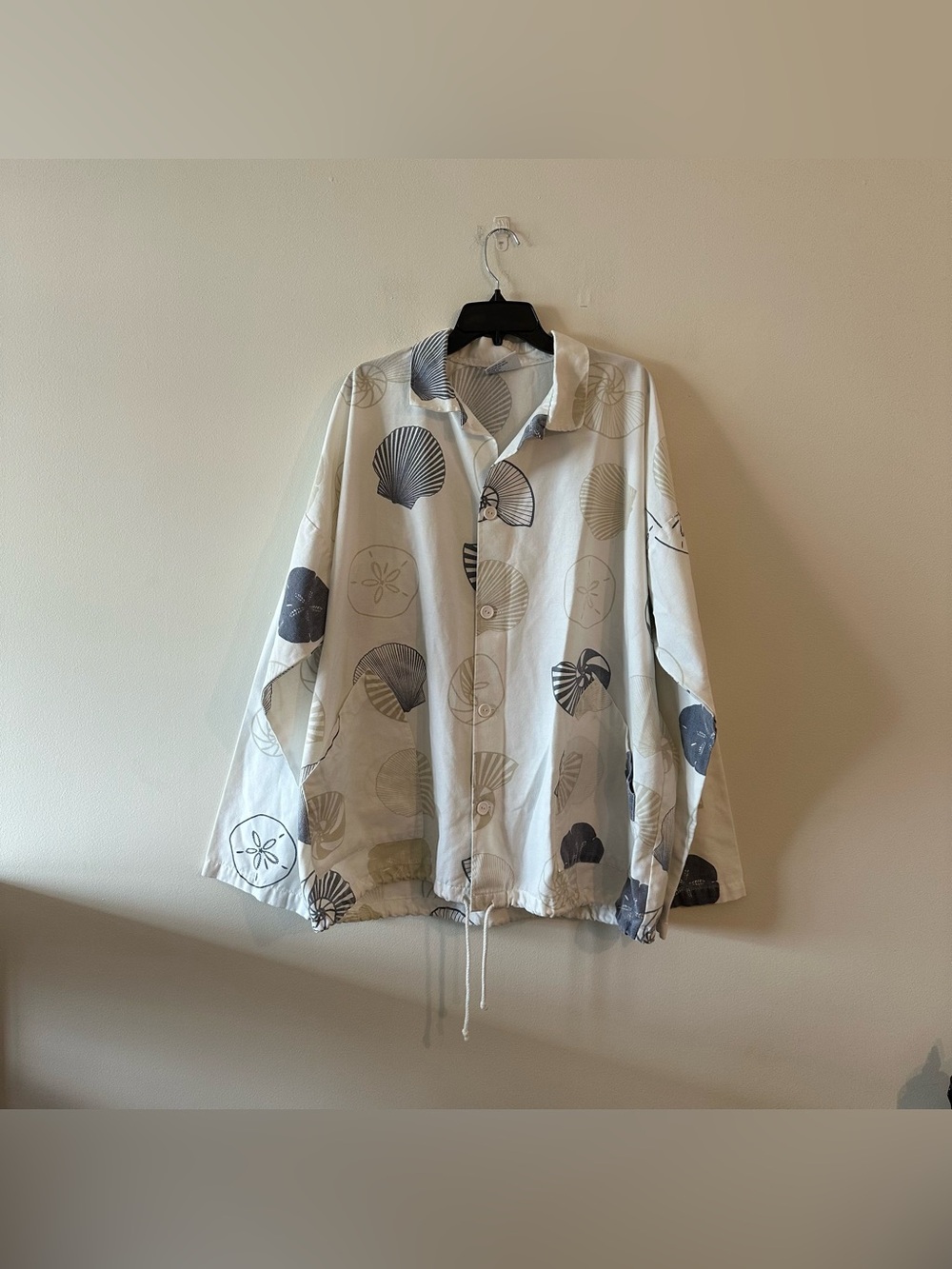 Vintage 90s Michigan Rag Co XXL? Rare Lagenlook Beachy Sea Shell Coat Jacket